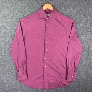 Cesare Attolini Shirt Men 17 Purple Dress Shirt Spread Collar Old Money Italy